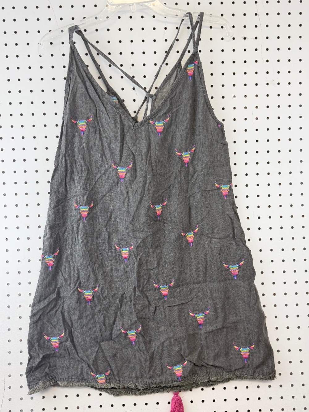 Judith March Western Spaghetti Strap Festival Southwestern Bull Skull Dress S